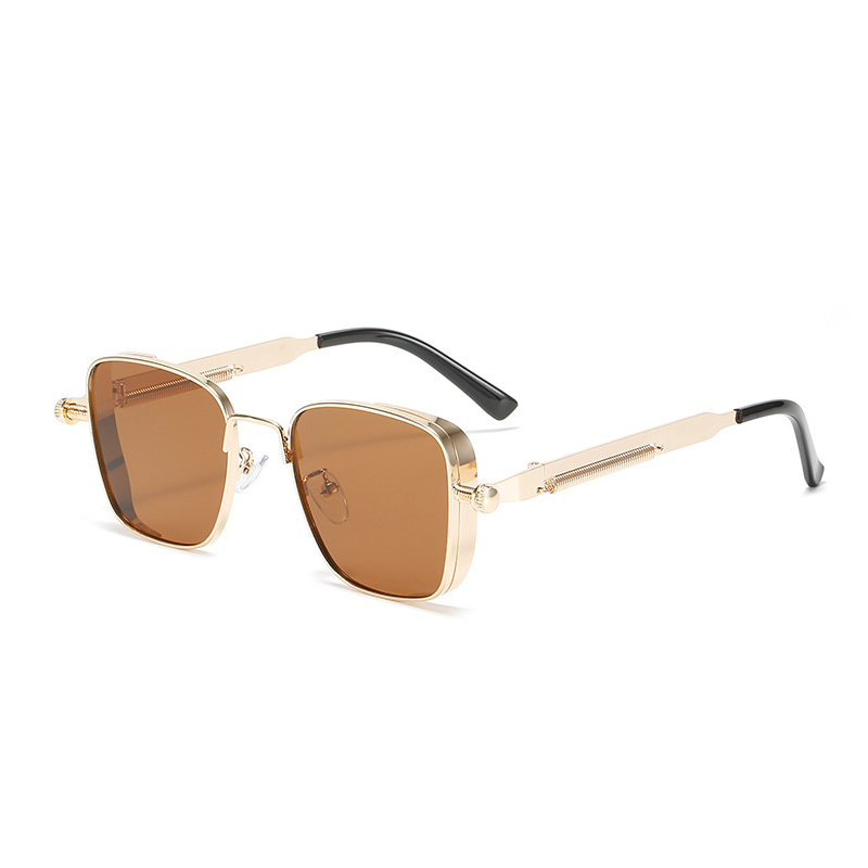 Fashion women's square frame full frame punk style glasses personalised metal spring leg decorative glasses suitable for travelling photos