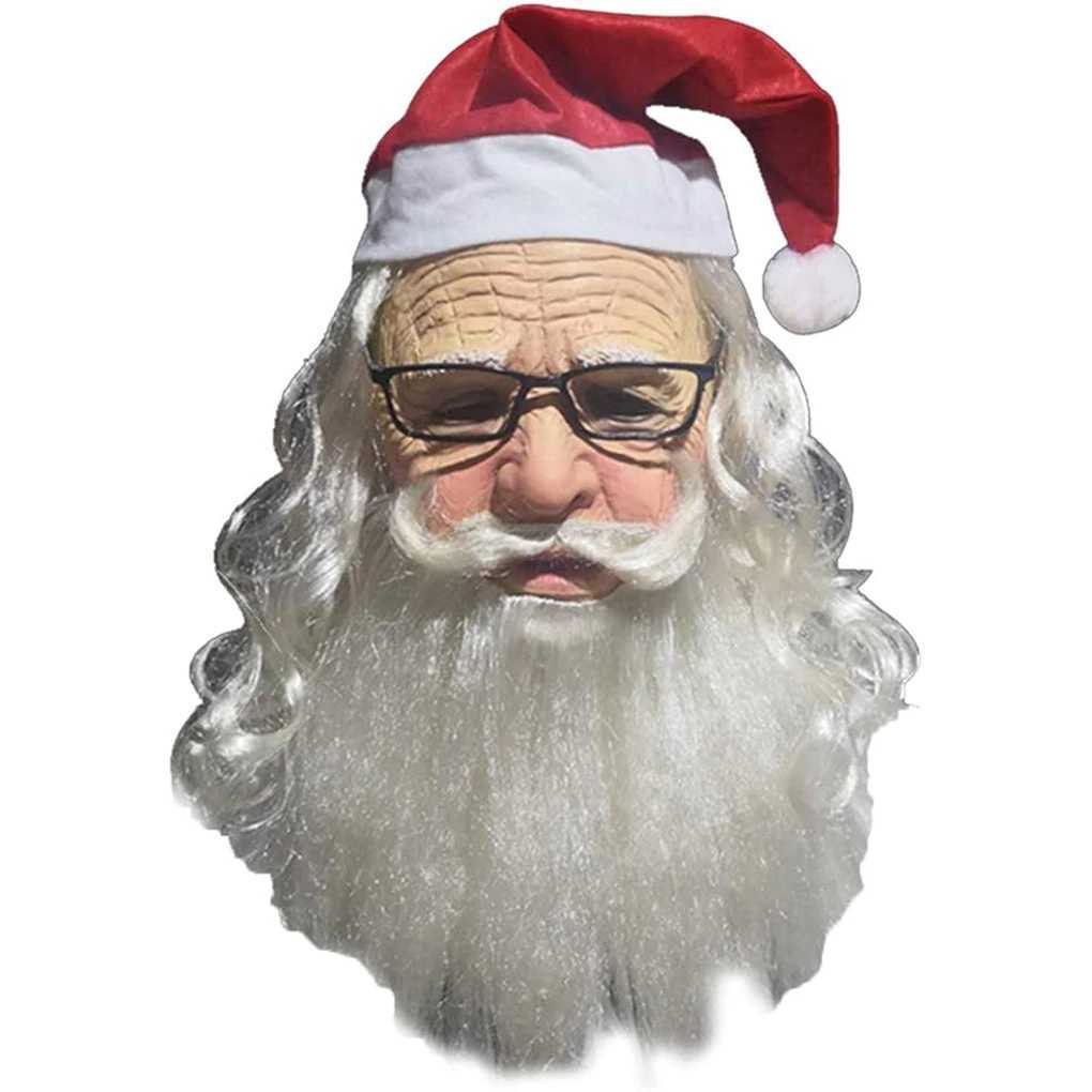 3pcsHigh Quality Unisex Christmas Face Mask Adults Santa Clause Latex Mask Headgear Cosplay Tools for Theme Party OrnamentsXJ241209