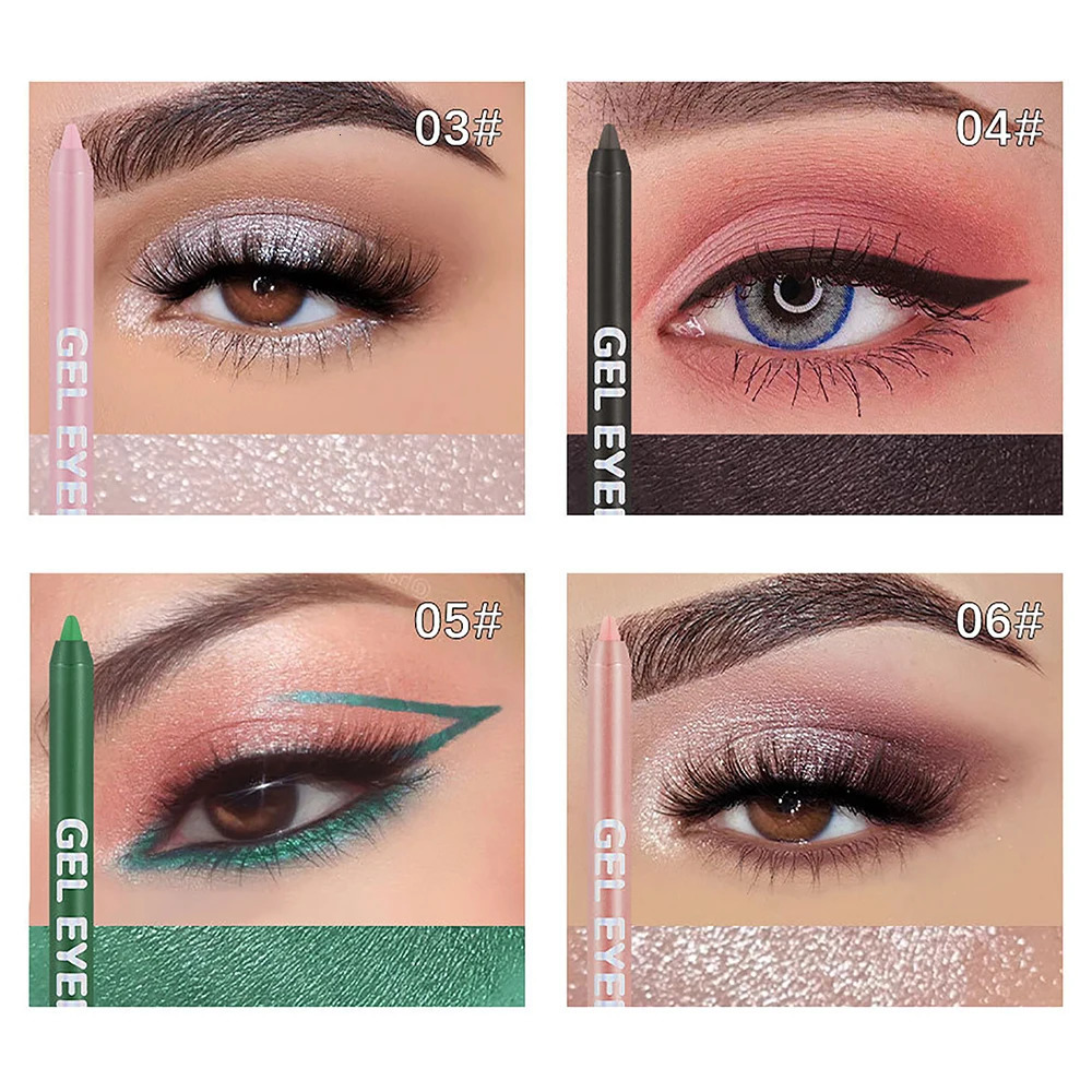 12 Color Matte Eyeliner Gel Pencil Soft Easy to Wear Colorful White Yellow Blue Pink Pearl Gloss Eye Liner Pen Cream Makeup Tool 241209