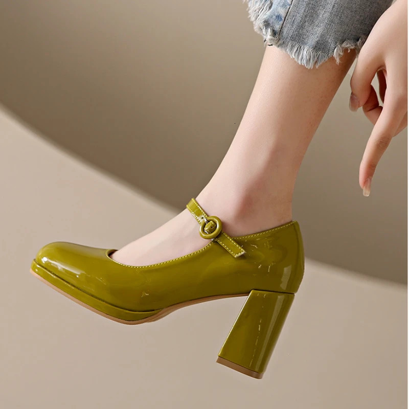 Platform Mary Jane Shoes Women High Heel Party Lolita Shoes Chunky Heel Ladies Shoes Square Headed High Heels Women 241209