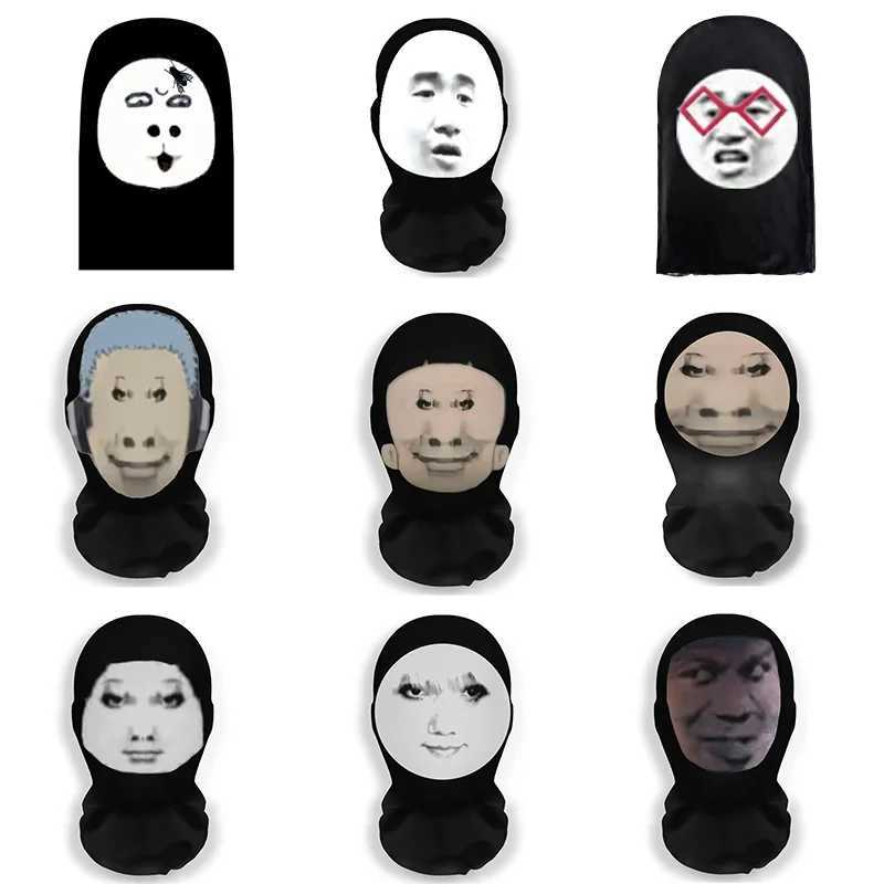 3pcs2024 New 3D Printed Funny Emoticons Mask Elastic Mesh Full Face Mask for Men Women Cosplay Headwear Fashion Hood Hat HeadgearXJ241209