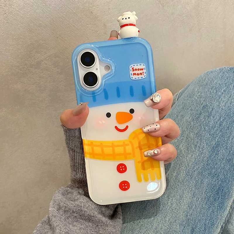 New Arrival Cute girl Christmas gift snowman doll phone case iPhone 16 Pro Max 15 14 13 soft silicone back cover Z241209