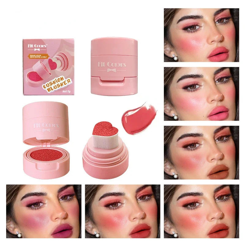 Heart Blush Stick Sponge Stamp Facial Blush Waterproof Brightening Face Contouring Shadow Blusher Tint Cheek Korean Cosmetics 241209