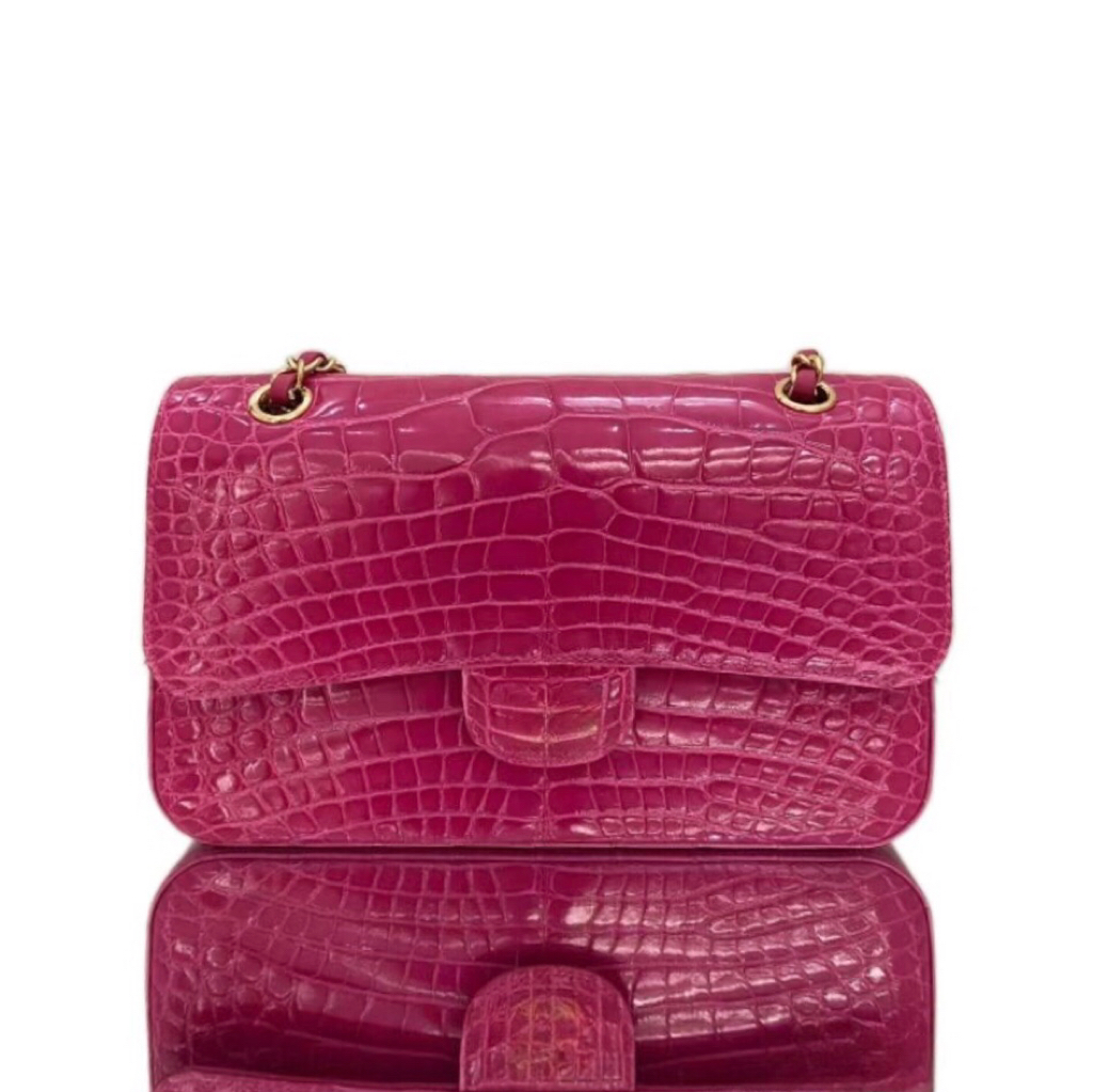 Classic Double Flap Bag Luxury Crossbody Bag Designer bag handmade in original crocodile imported from France with 18K plated hardware