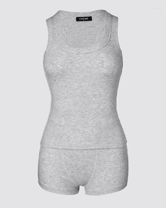 Women's Tracksuits Two Piece Set Women Outfit 2024 Summer Fashion U-Neck Thick Strap Tank Top & Casual High Waist Skinny Daily Shorts