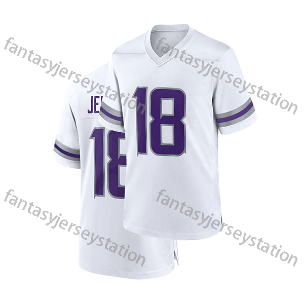 Football Jersey #18 White Polyester V-Neck Embroidered Letter & Number, Men's Athletic Tops for Training & Outdoor Activities, Loose Fit Adult Un