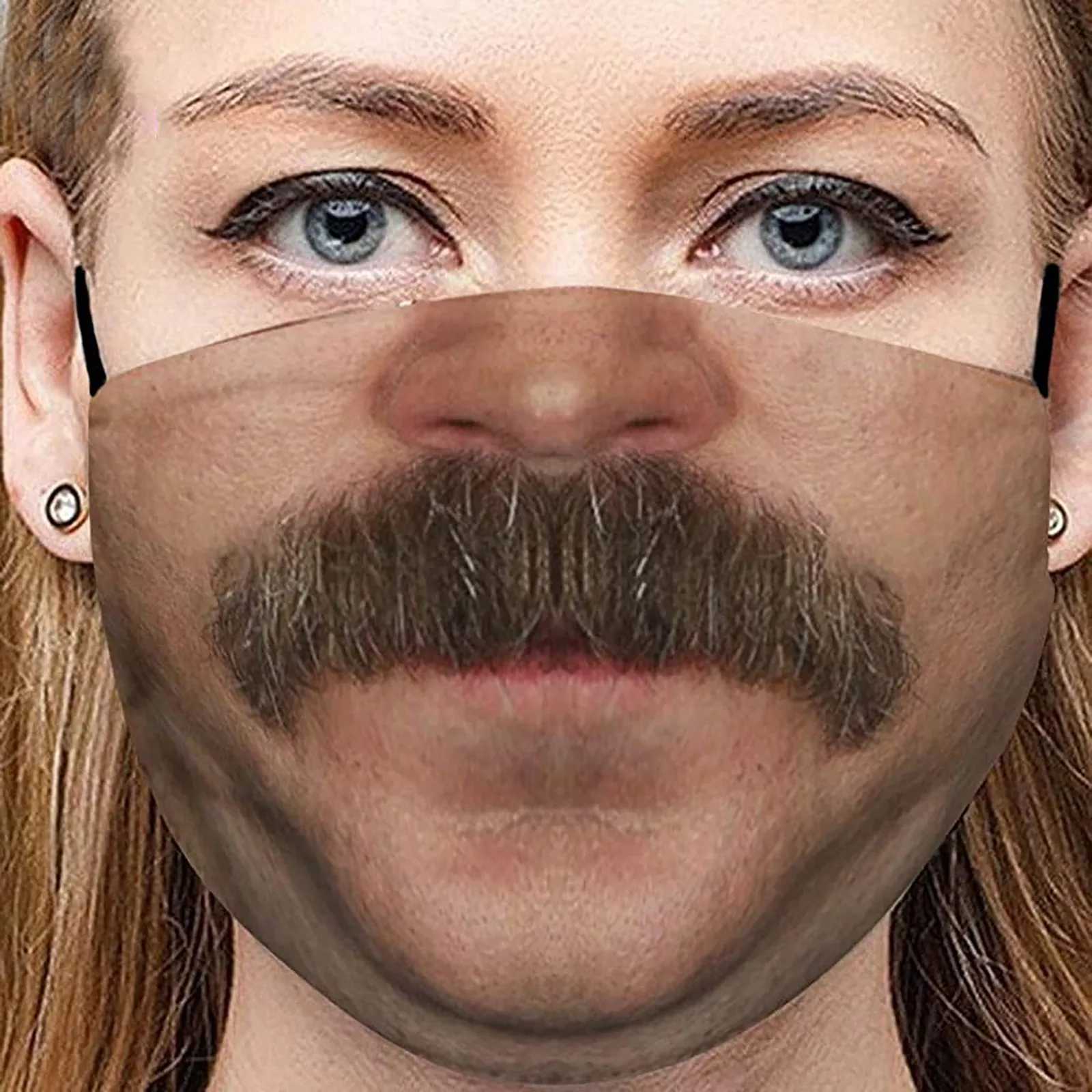 3pcsAdult Funny Mouth Mask 3D Funny Cloth Face Masks Mascarillas Cosplay Headband Washable Reusable Pm2.5 Anti-dust ProtectionXJ241209