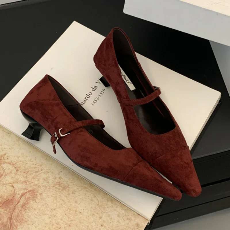 Autumn Women Pumps Pointed Toe Elegant Office Women Shoes Shallow Dress Shoes Suede Comfort Low Heel Mary Jane Shoes 241209