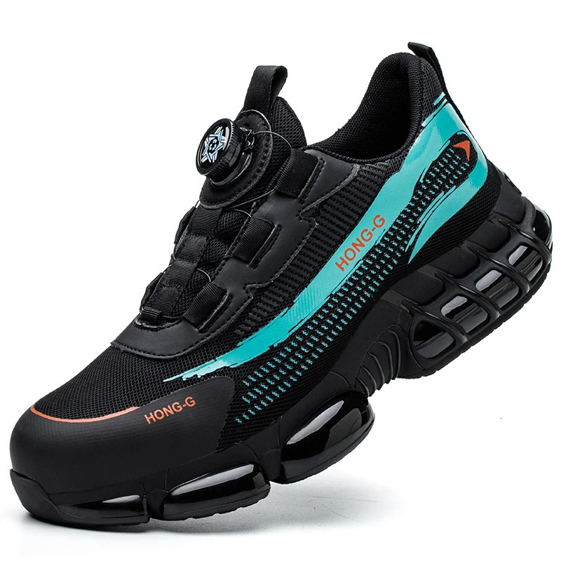 Rotating button mens safety shoes protective sports shoes steel shoe caps shock-absorbing work shoes fashionable non removable safety boots 241206