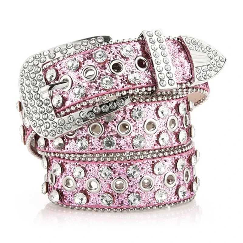 Wholes Wens Water Diamond Wide Belt Water Diamond Inlaid Decoration Fashion Versatile Jeans Street Belt X241209