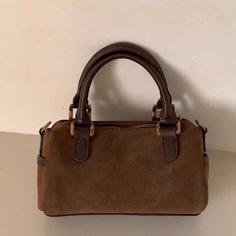 New Autumn And Winter Handbag, Retro Suede Versatile, Single Shoulder Diagonal Cross Small Pillow, Boston Bag, Fashionable Quality, Classic B2