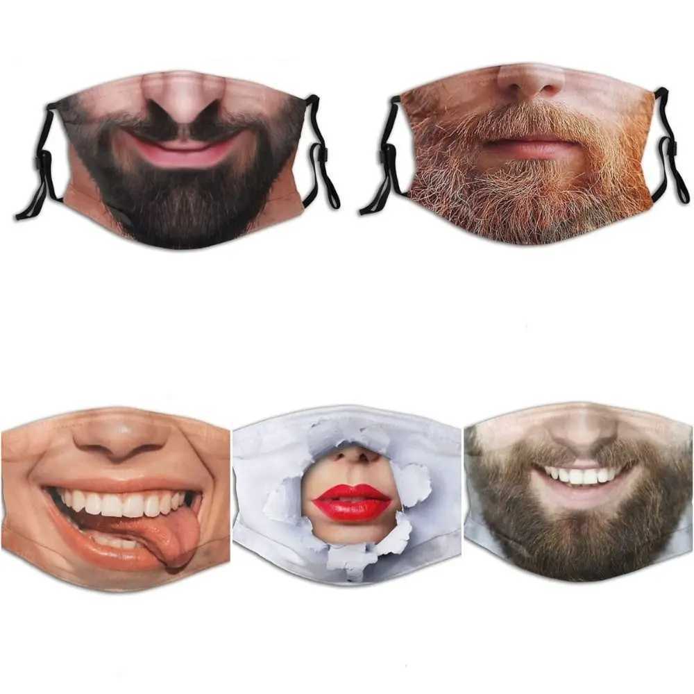 3pcs3D Three-dimensional Mask Personality Creative Social Funny Imitation Facial Expression Dance Cotton Printed MaskXJ241209
