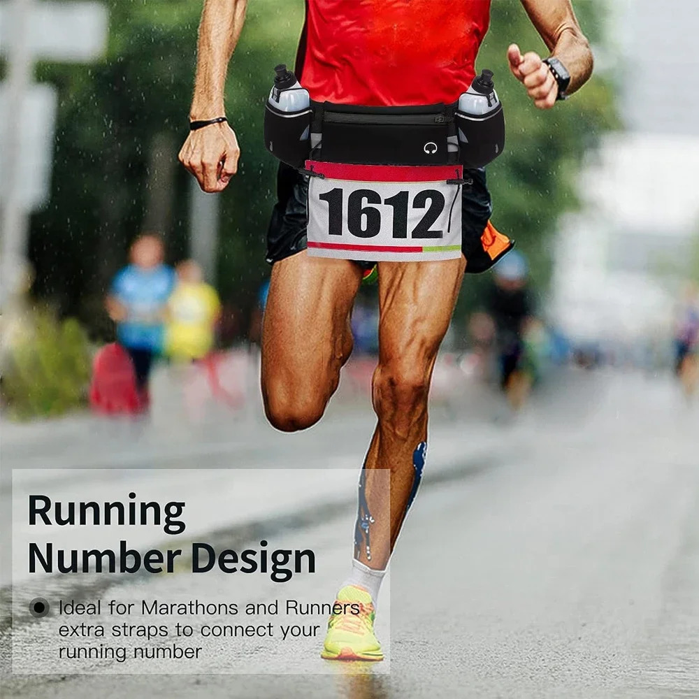 Running Belt Waist Pack with Water Bottles Water Resistant Runners Belt Fanny Pack for Hiking Fitness Adjustable Running Pouch 241209