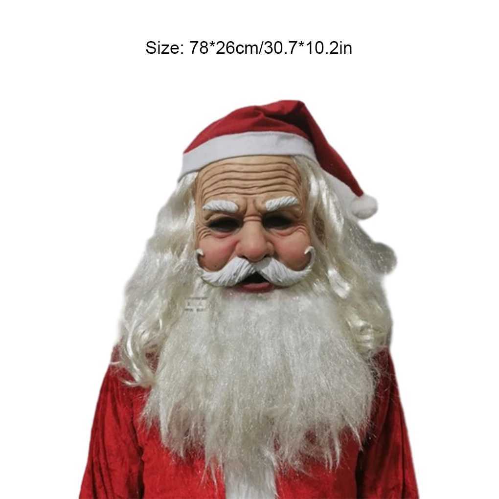 3pcsHigh Quality Unisex Christmas Face Mask Adults Santa Clause Latex Mask Headgear Cosplay Tools for Theme Party OrnamentsXJ241209