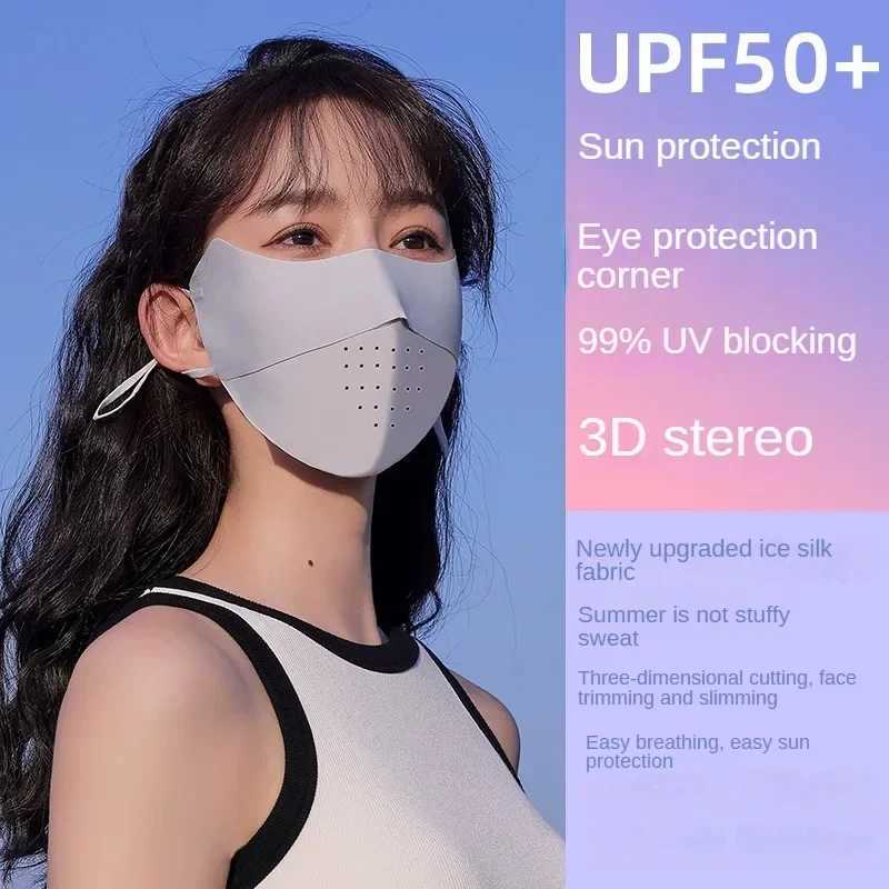 3pcsIce Silk Face Mask Uv Sun Protection Summer Adjustable Breathable Men Women Outdoor Running Cycling Sports MaskXJ241209