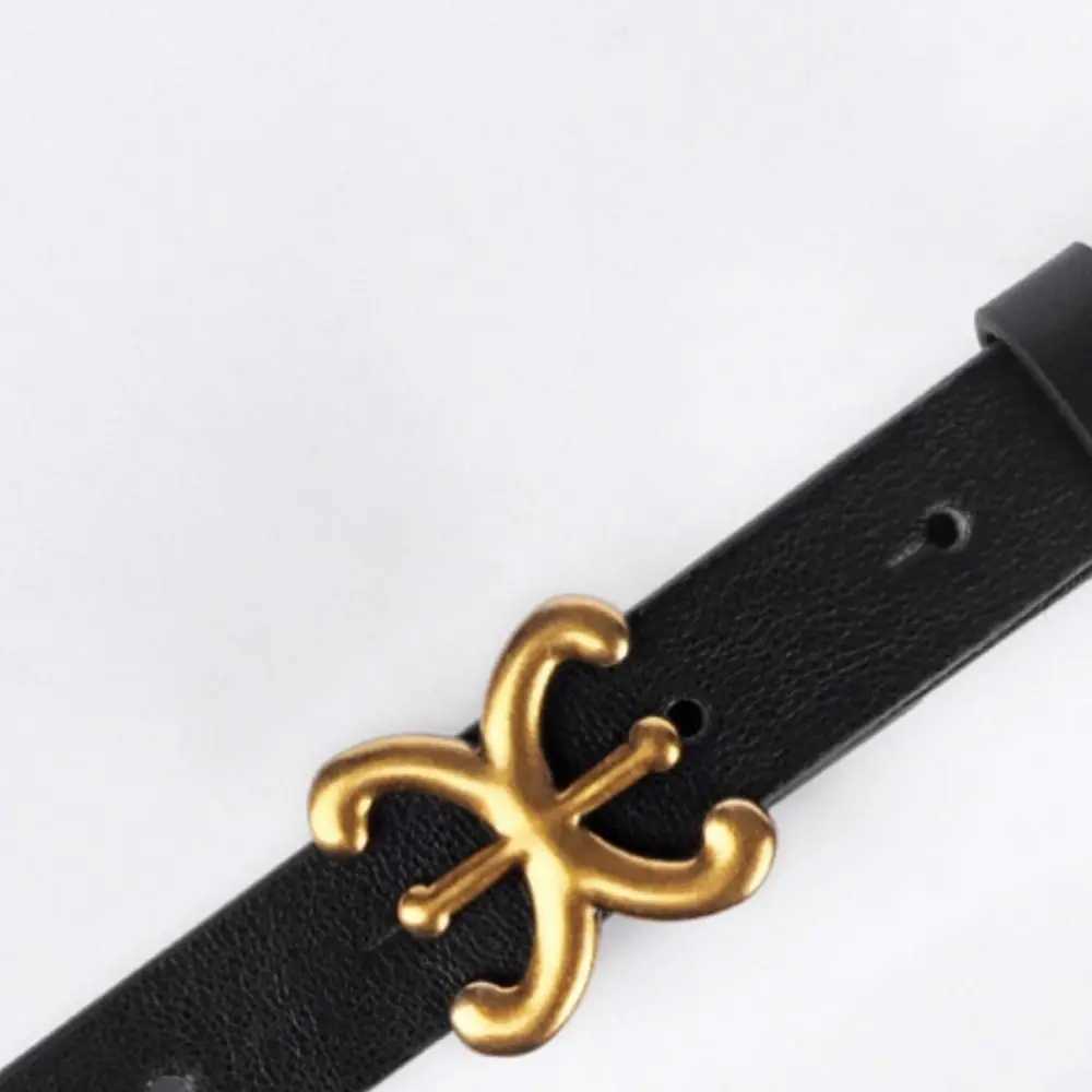 Wen Casual Luxury Design Retro Leather Belt Thin Belt Metal C-Buckle Belt Trouser Dress Belt X241209