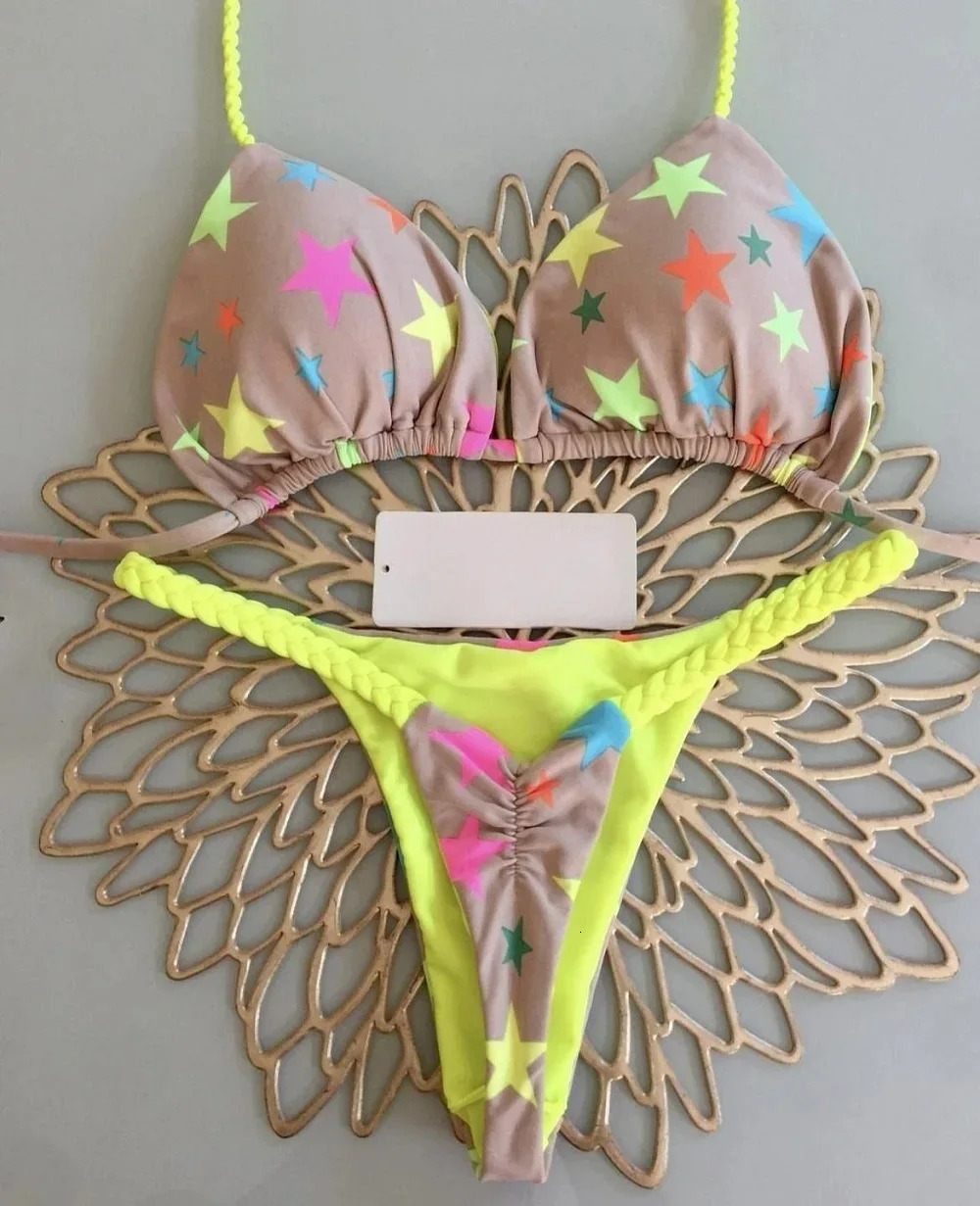 Womens Bikini Unprinted Swimsuit Fashion G-string Beach Holiday 241204