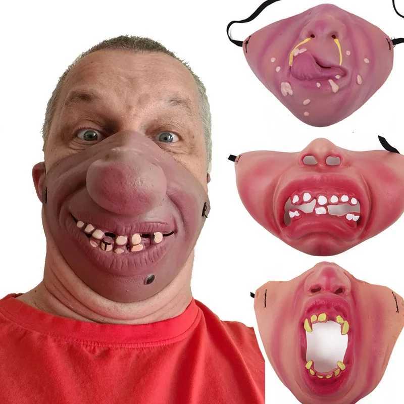 3pcsFunny Latex Half Face Masks Adult Cosplay Humorous Elastic Band Clown Masks Halloween Joy Props Performance Party DecorationXJ241209