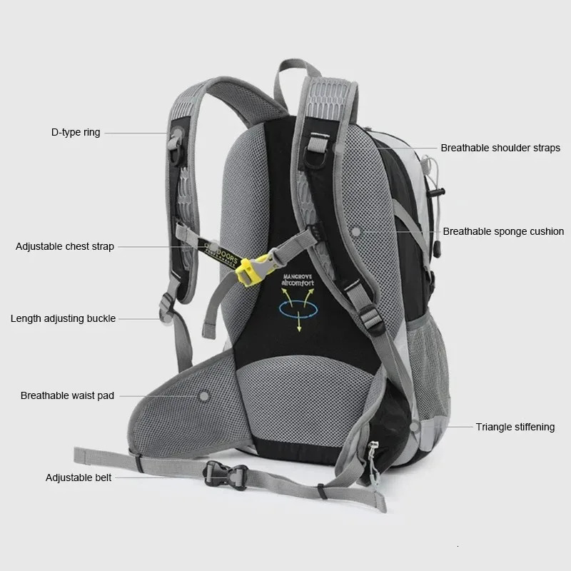 25L Outdoor Travel Backpack Waterproof Climbing Hiking Trekking Camping Cycling Backpacks Mountaineering Bags Travelling Bag 241209