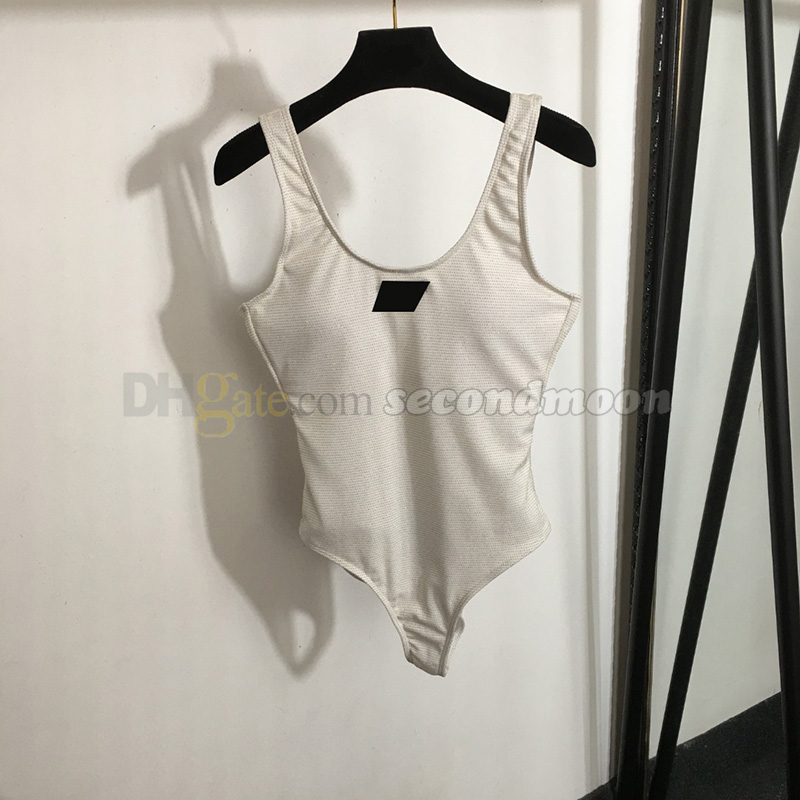 Luxury Metal Badge Swimwear Women Fashion Backless Swimsuit Solid Color Bathing Suit Women Beach Wear