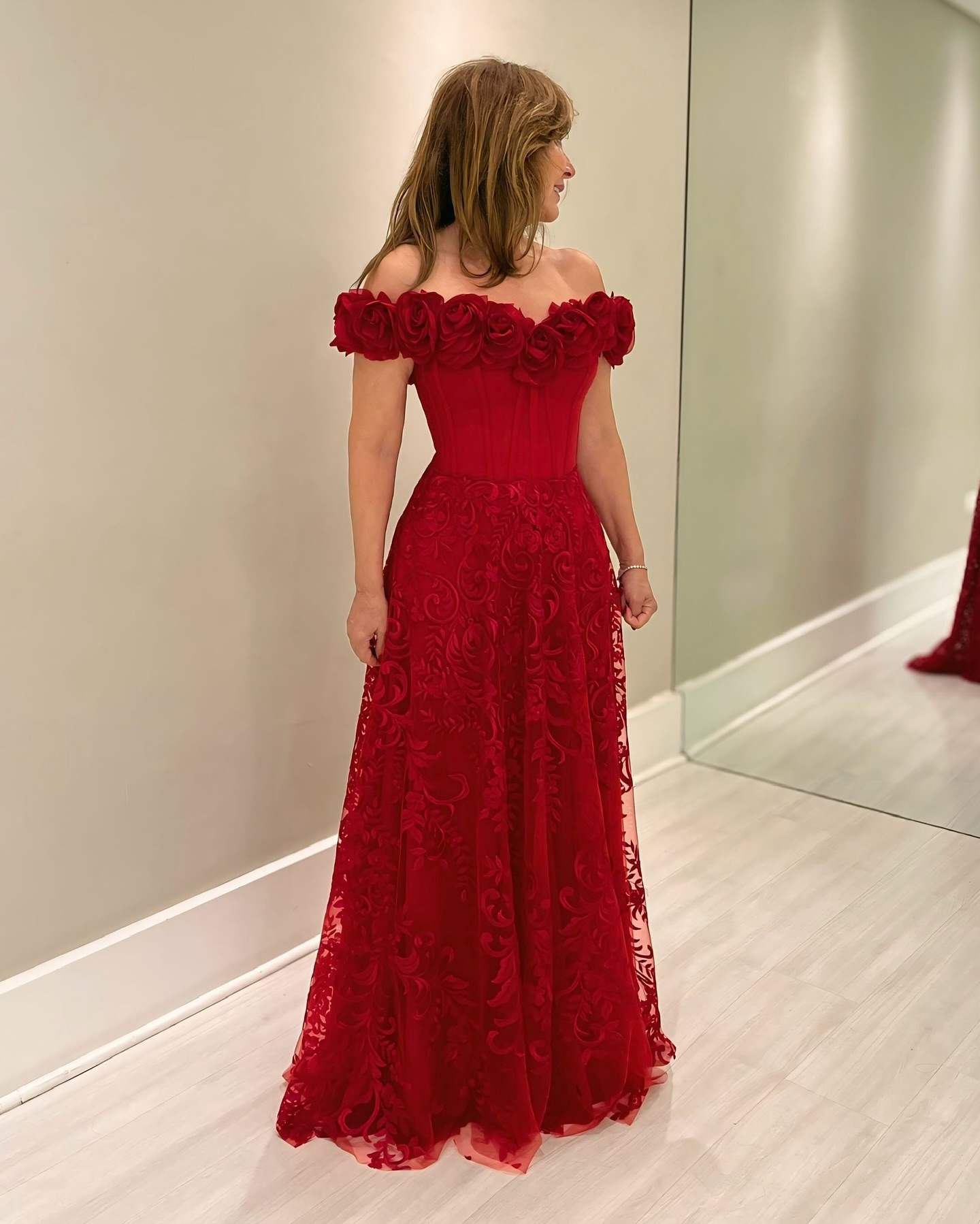 Lace Red Prom Dresses D Wers Appliqued Evening Gowns Off The Shoulder Necke Or Length Special Ocn Formal Wear