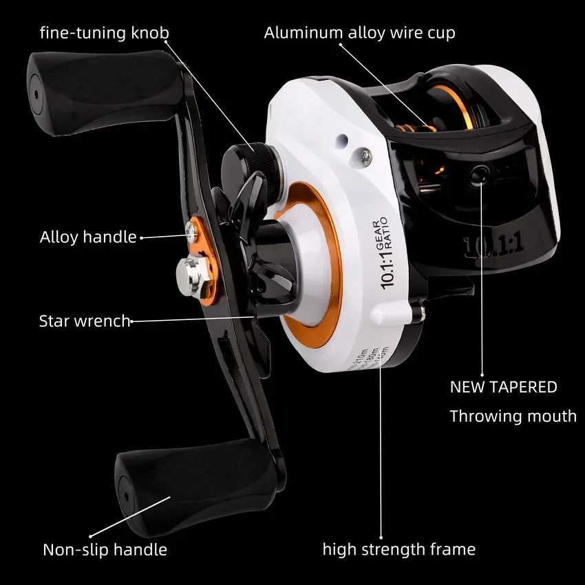 Fishing Reel 10.1 1 Gear Ratio 10Kg/22Lb Max Drag Baitcasting Reel with Aluminum Spool for Freshwater Saltwater PescaXJ241209