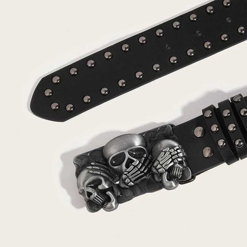 Halloween Skeleton Hand Strap Skeleton Casual Gothic Mens Strap Retro Snap Button Bead Hip Hop Rock Cowboy Decorative Punk Strap X241209