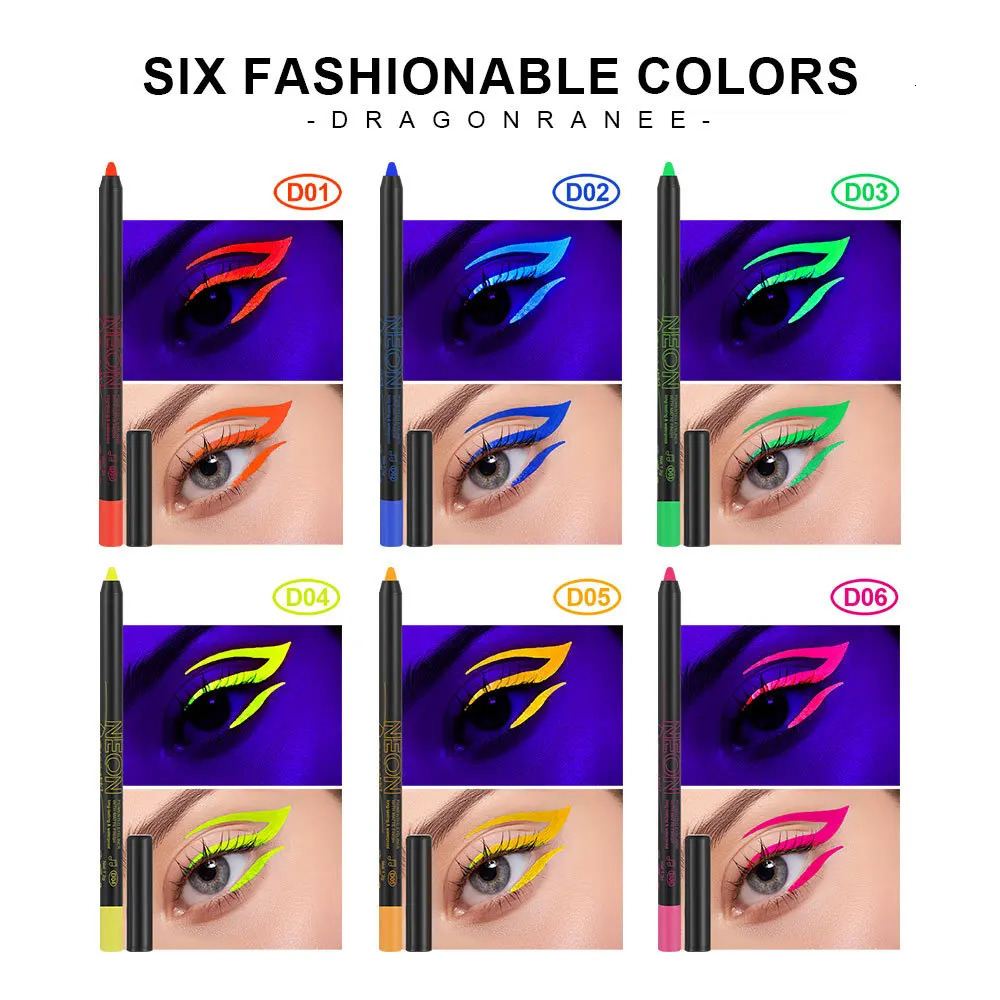 Fluorescence Blue Eyeliner Gel Waterproof Luminous UV Light Neon Eyeliner Pen Yellow Green Pink Color Eye Shadow Cream Make Up 241209