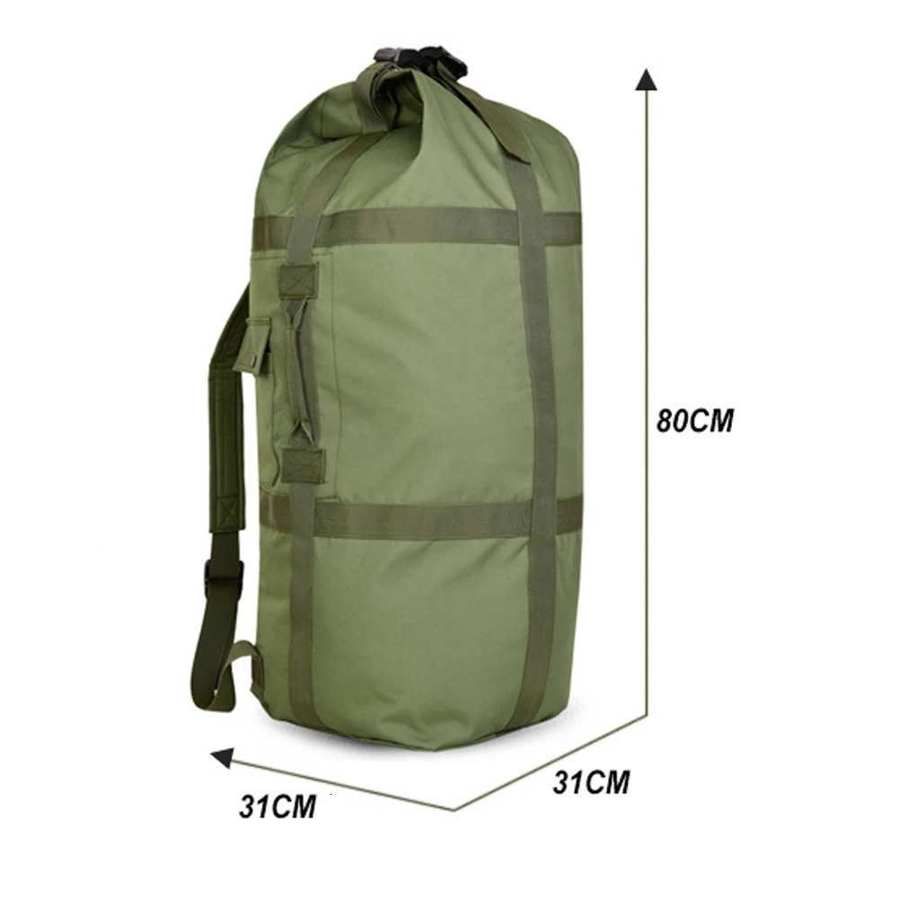 80L Tactical Camping Backpack Men Hiking Bag Outdoor Sports Travel Bucket Round Trekking Rucksack Men Traveling Trekking Bags 241209