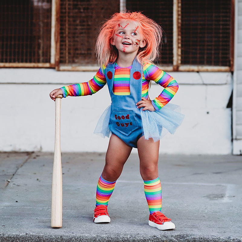 Clothing Sets Baby Girl Boy Halloween Clothes Set RomperLong Sleeve Shirt 2PCS Child Chucky Doll Evil Bodysuit Costume 27Y 230203