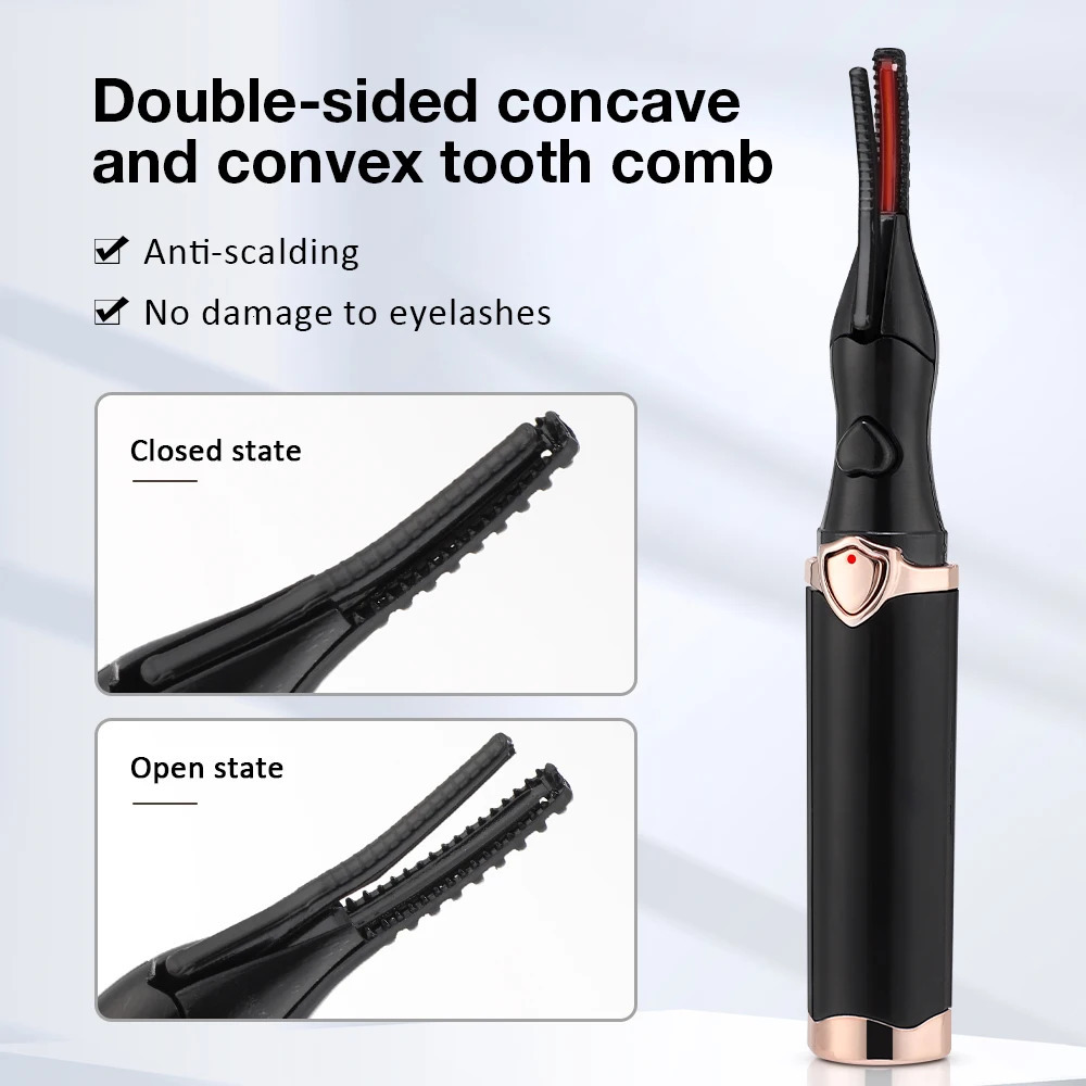 Electric Heated Eyelash Curler Long Lasting Hold Eyelash Curling Device False Eyelashes Clip Comb Women Makeup Beauty Tools 241209