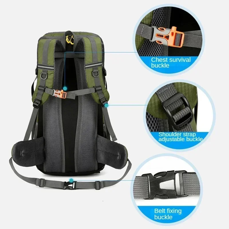 50L Travel Backpack Camping Bags For Men Large Hiking Bag Tourist Rucksack Waterproof Outdoor Sports Climbing Mountaineering Bag 241209