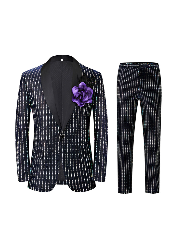 k899 Autumn Men's Slim Suit Jacket Banquet Host Dress Suit Set High Quality