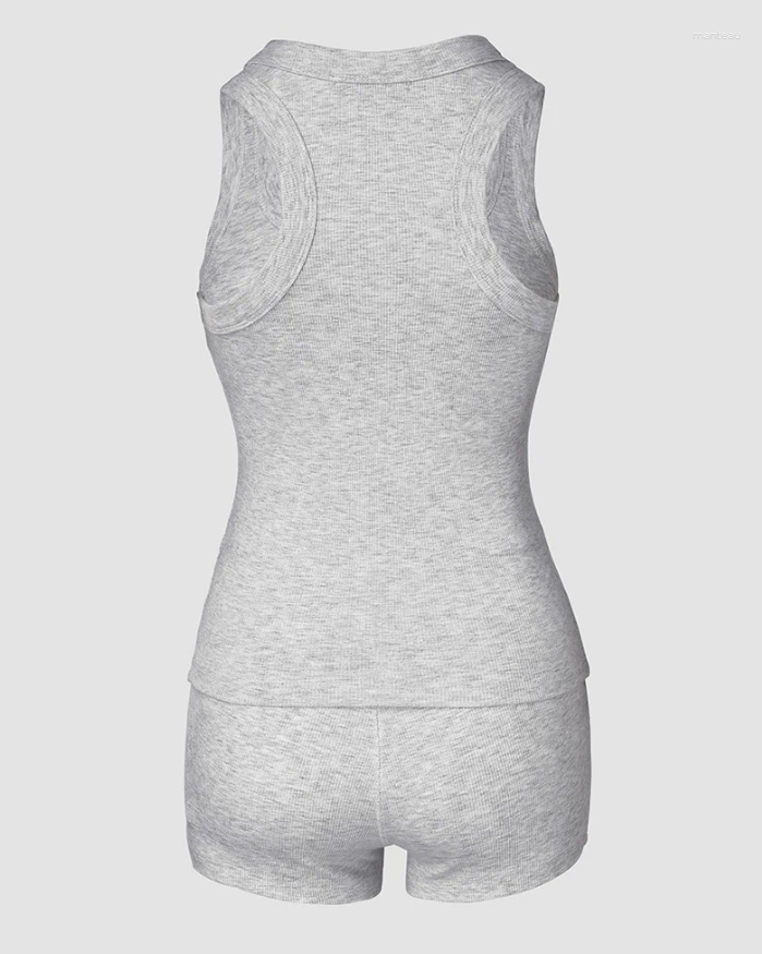Women's Tracksuits Two Piece Set Women Outfit 2024 Summer Fashion U-Neck Thick Strap Tank Top & Casual High Waist Skinny Daily Shorts