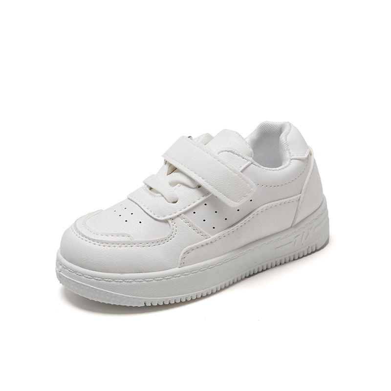 Infant Kid's Leather Black White Shoes Tennis Sneakers Cutefeet Kids Soft Sole Anti Slip Sneaker Toddler Running Sport Shoes Size 21 - 38