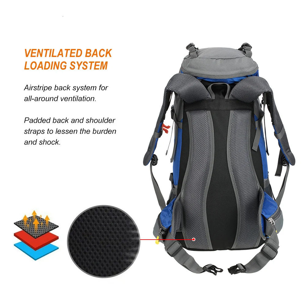 Lixada 50L Sport Bag Backpack Outdoor Climbing Knapsack Waterproof Mountaineering Hiking Backpacks Molle Camping Bag 6 Color 241209