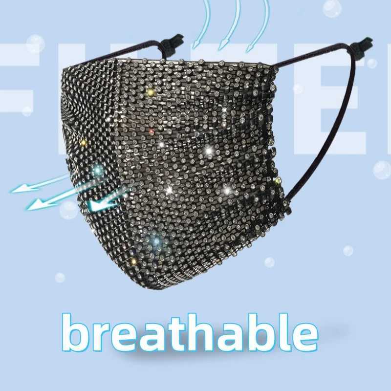 3pcsSparkling Rhinestone Face Mask Fashion Breathable Face Covering Nightclub Music Festival Party Costume Accessories for WomenXJ241209