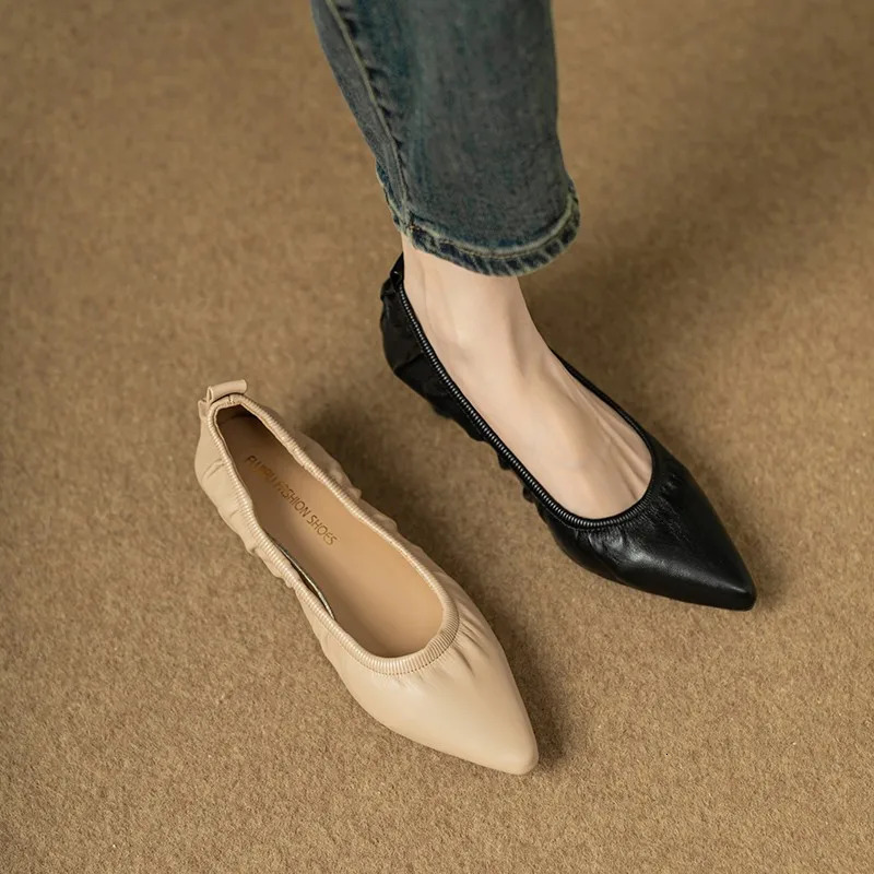 Womens Pumps Stretch Boat Shoes Pointed Toe Basic Pump High Heels Concise Slip on Dress Shoes Autumn Zapatos Mujer 241209