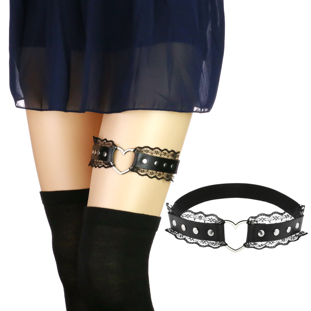 Stage Wear Hippop Dance Accessories appeal Aesthetic Punk Soft girl Lace Cortex Thigh ring O-ring Elastic force Rivet Garters