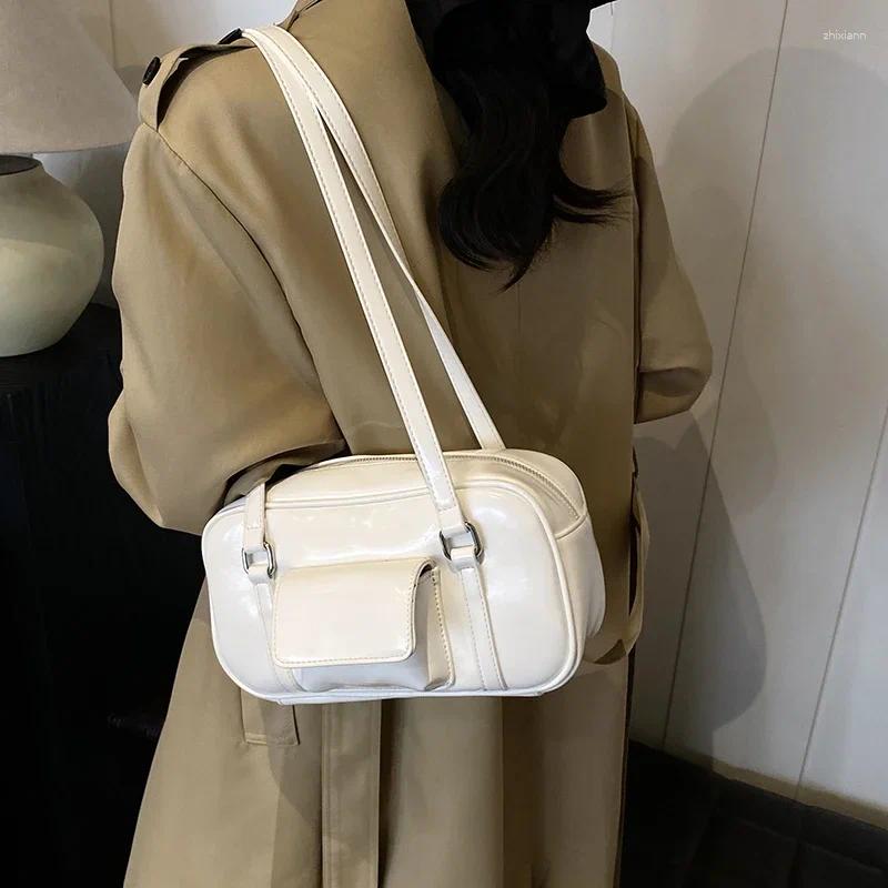 Totes Zipper Sewing Thread PU Shoulder Bags 2025 High Quality Solid Color Large Capacity Versatile Casual Simple Trendy Handbags zhanyishengli