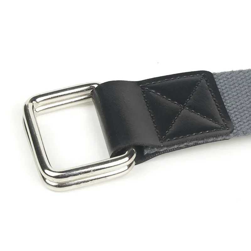 UNISEX white red black orange gray green casual canvas strap webbing double loop buckle jeans X241209