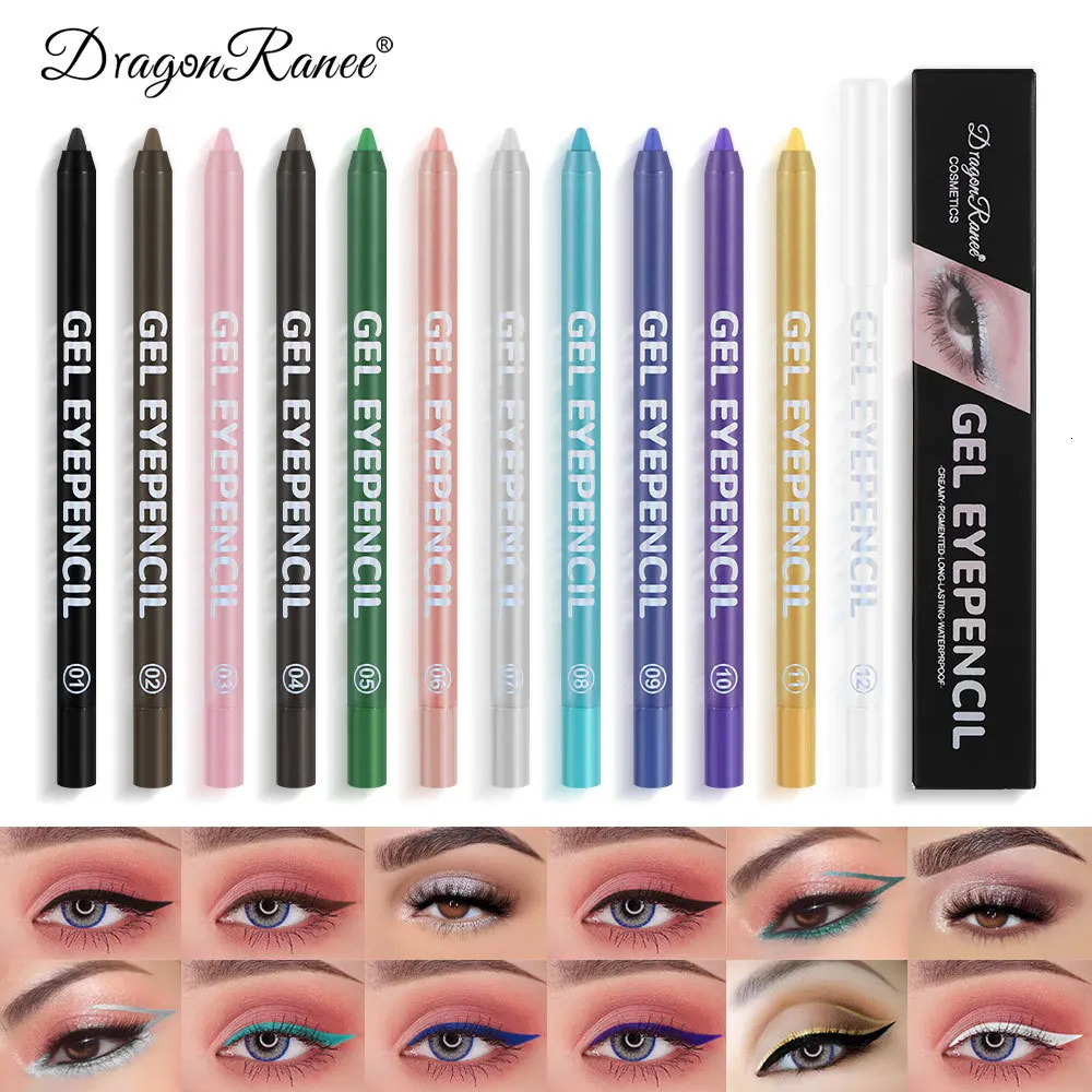 12 Color Matte Eyeliner Gel Pencil Soft Easy to Wear Colorful White Yellow Blue Pink Pearl Gloss Eye Liner Pen Cream Makeup Tool 241209
