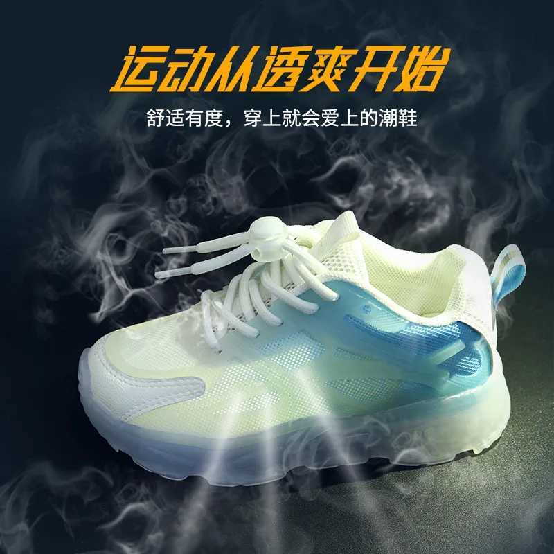 Childrens Sports LED Shoes 2023 Summer New Two-color Mesh Shoes Breathable Light Mesh Childrens Shoes X241218