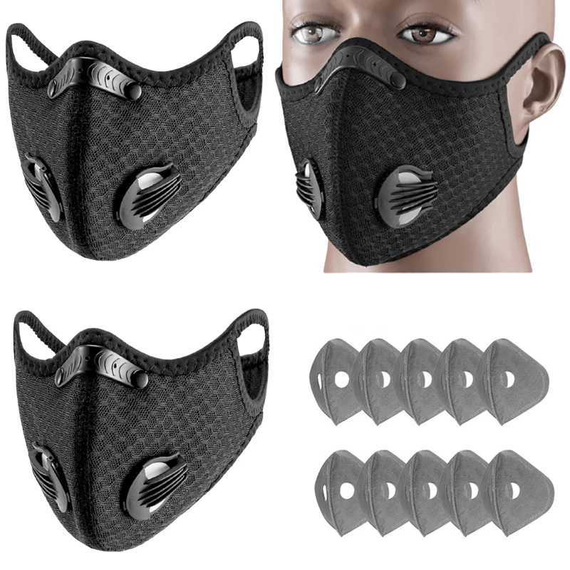 3pcsSport Face Mask Activated Carbon Filter Riding Mouth Cover PM 2.5 Dustproof Reusable Washable Cardio Sports Mask Cubre BocasXJ241209