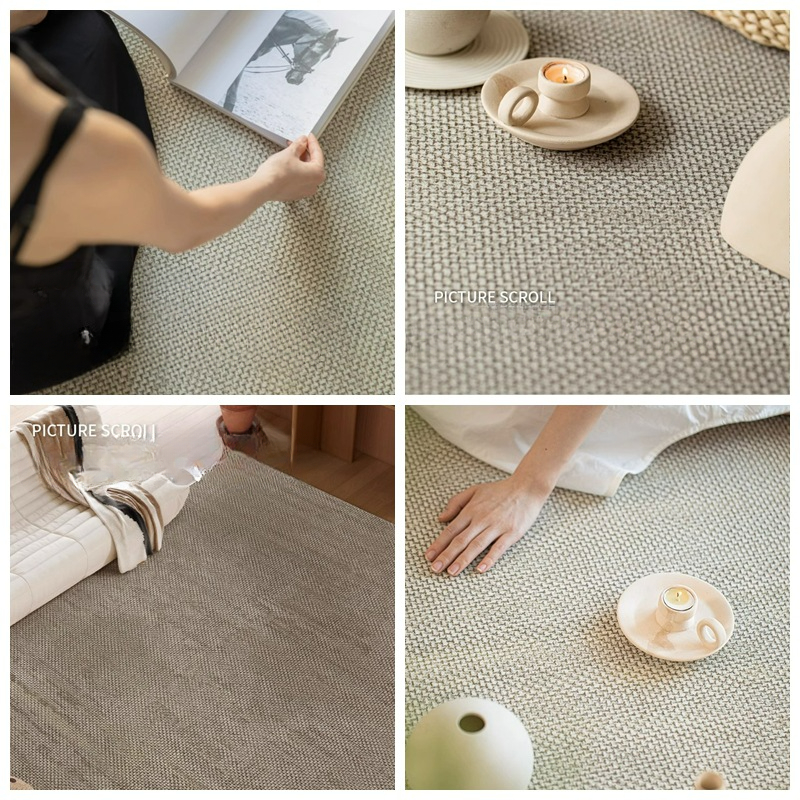 Carpet Living Room Solid Color Wabi-sabi 20 New Style Light Luxury Advanced Wash-free Wipeable Waterproof Simple Coffee Table Home Floor Mat H260226