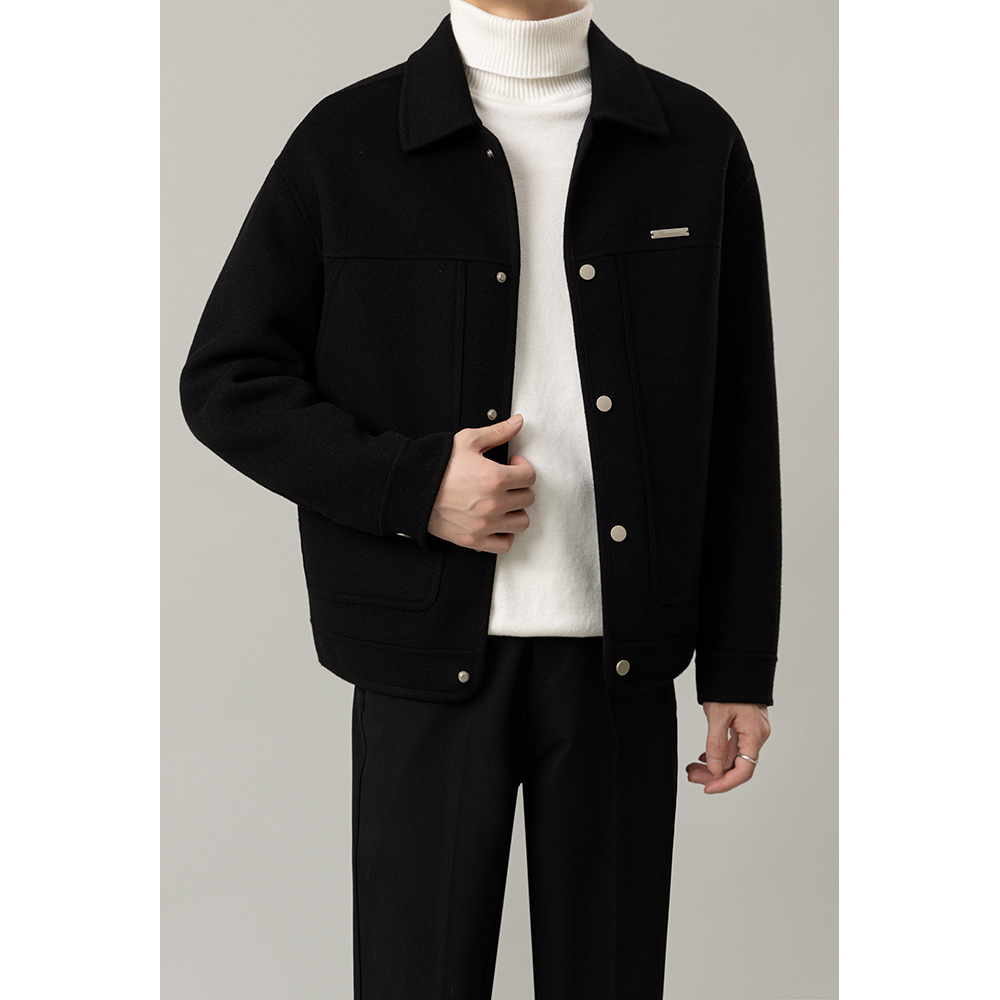 M11178 New Men's Double-faced Wool Tweed Coat Men's Loose Casual Light Mature Jacket Tops