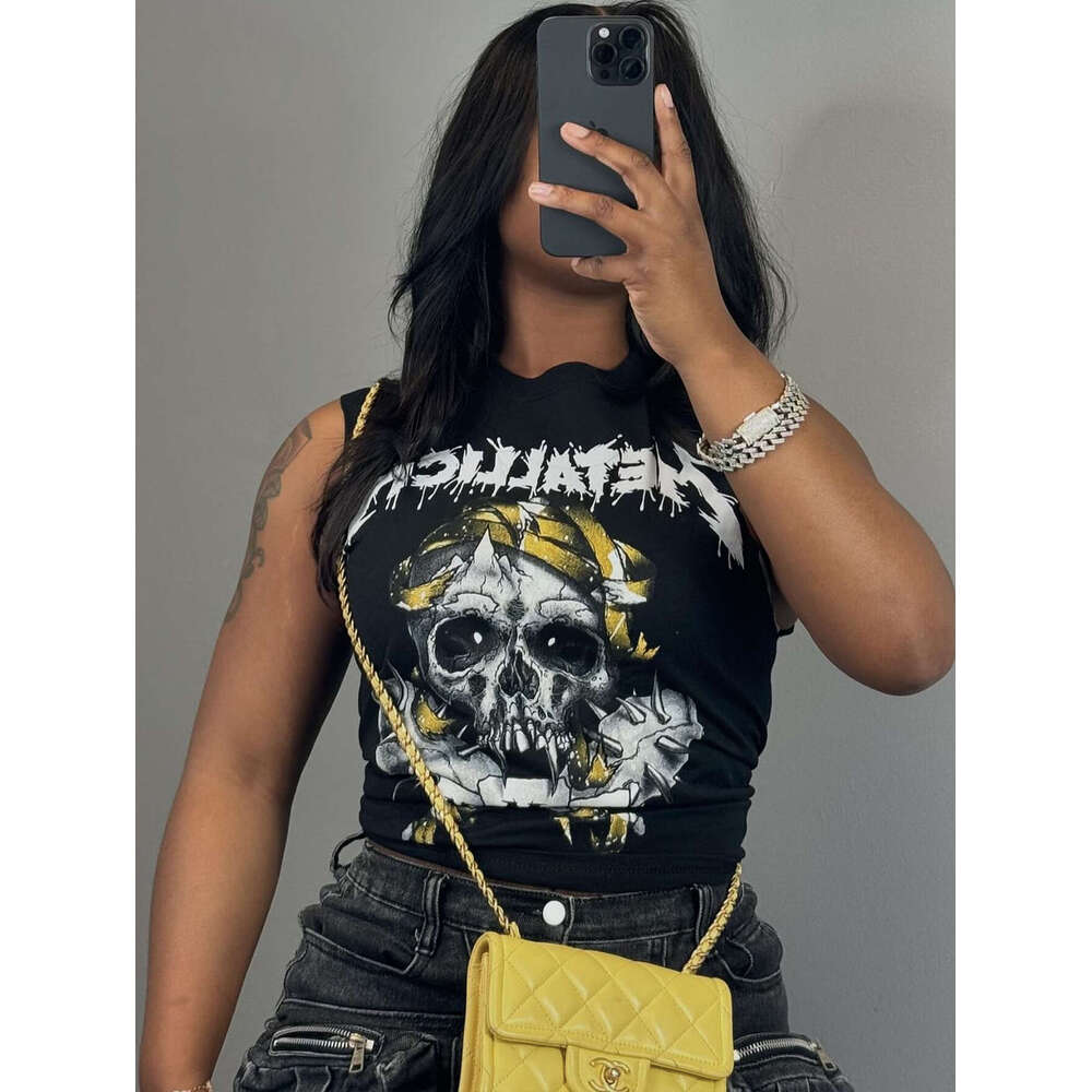Summer American High Street Brand Fun Hot Stamping Loose Sleeveless Tank Top 2024 New Casual Fashion Trendy Clothing