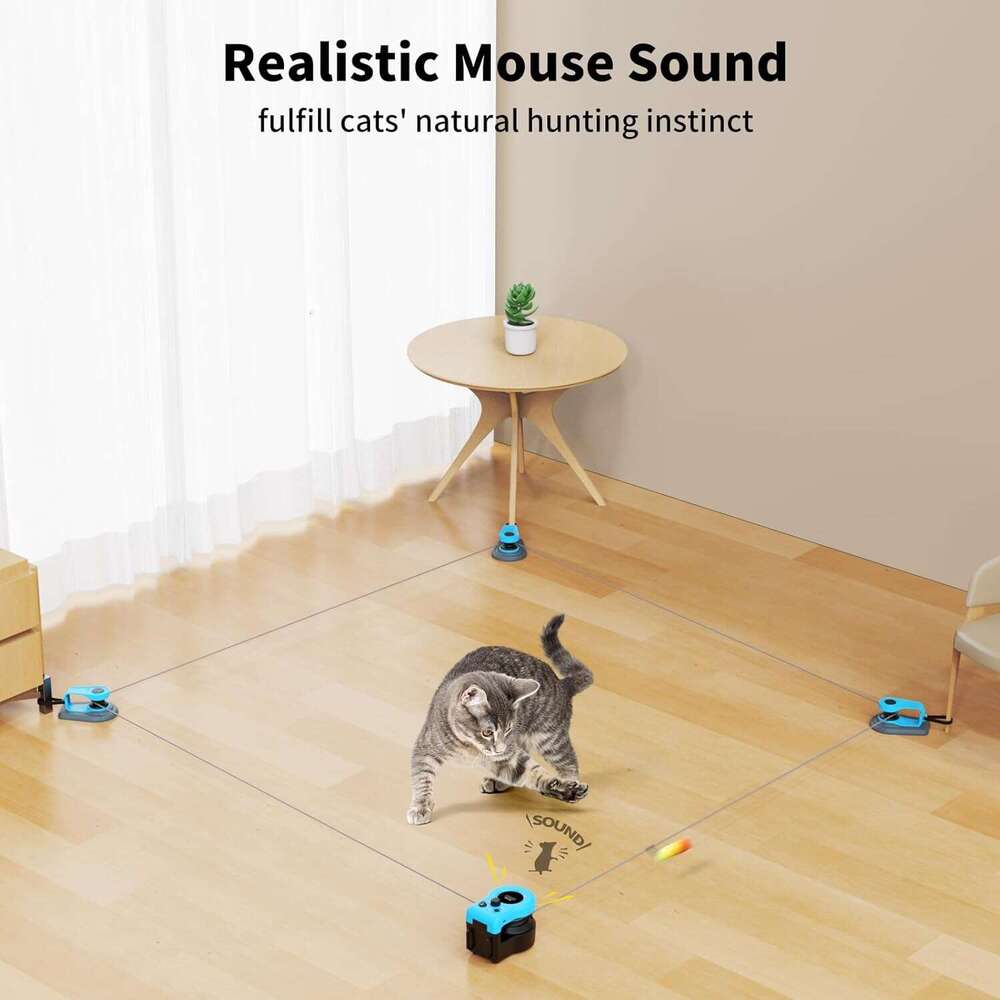 Upgraded AsFrost Interactive Indoor Cats, Feather Toy Treadmill for Bored Kitten Puppy Play Chase Run Exercise, Auto/RC Control DIY Cat Mouse Hunting 