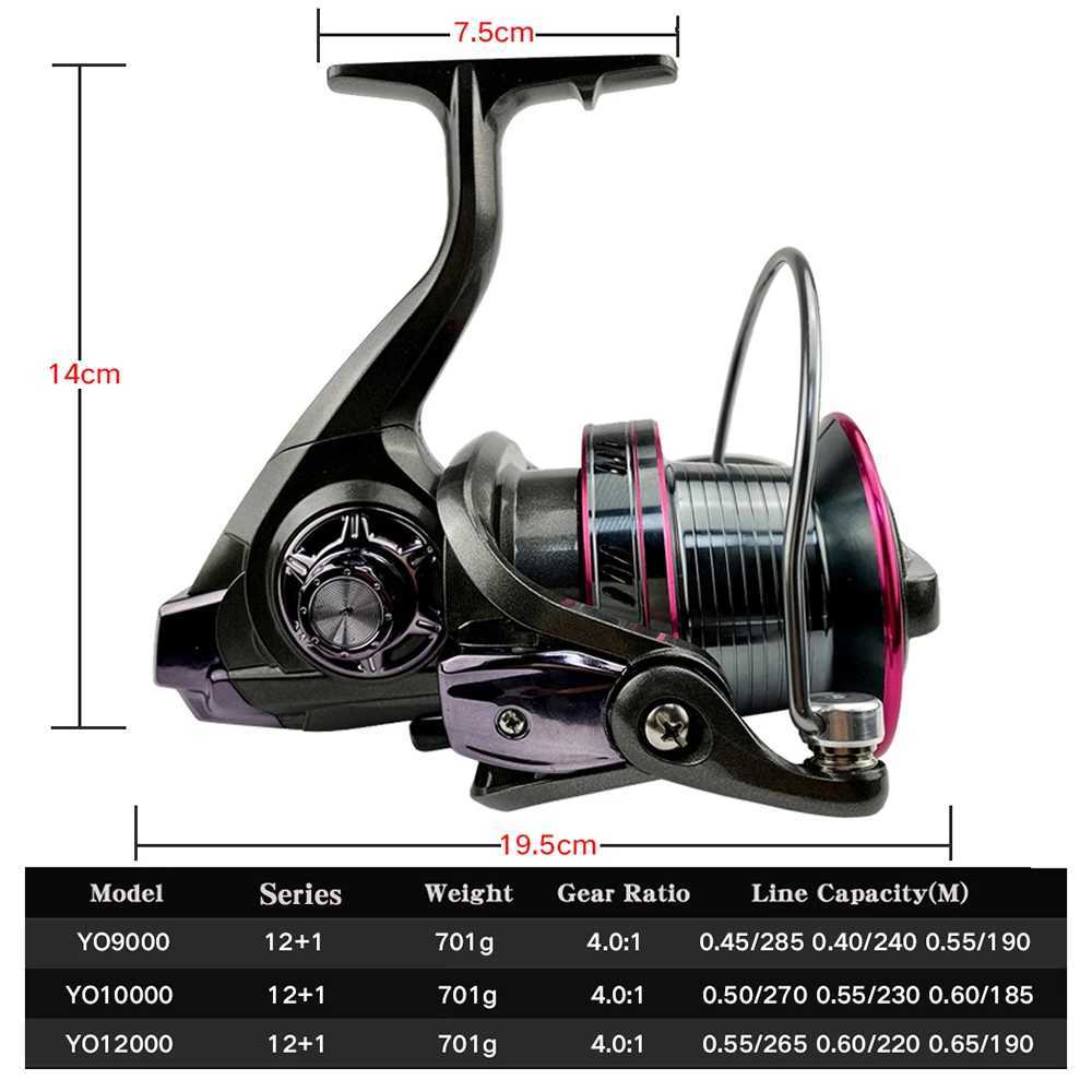 GHOTDA Spinning Reel Deep Metal Spool 12000 10000 9000 Series Fishing Reel Saltwater Max Drag Power 20-30kgXJ241209