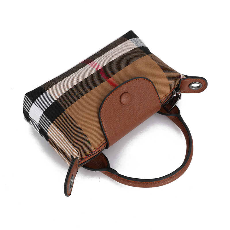 2024 New Canvas Checkered Leather Handbag Designer One Shoulder Slanted Height Quality Trainer Women's Bag Fashionable Dumpling Bag